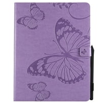 Case for iPad Pro 12.9 inch 2020, Allytech Embossed Butterfly PU Leather and Soft TPU Back Case with Credit Card Slots Stand Case for iPad Pro 12.9" 4th Gen 2020(A2229/A2069/A2232/A2233), Purple