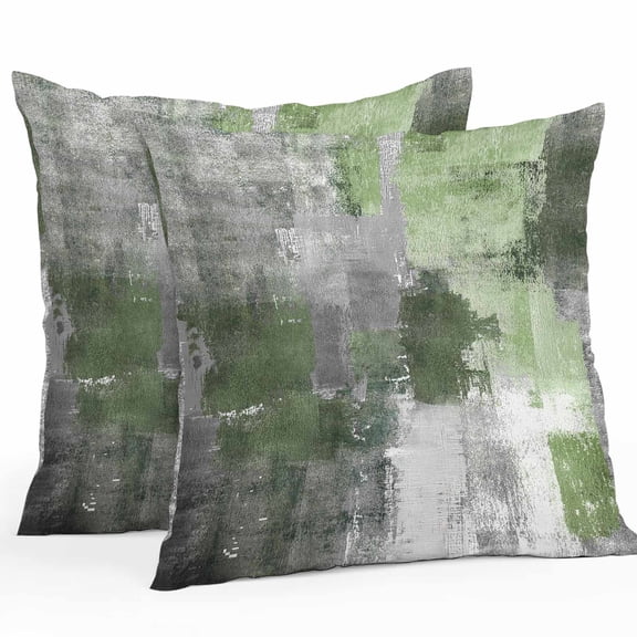 Sage Green Grey Outdoor Pillow Covers Pack of 2 Modern Graffiti Brush Art Abstract Waterproof Throw Pillow Covers Decorative Cushion Cases for Patio Garden Tent Balcony Couch 24x24 inch