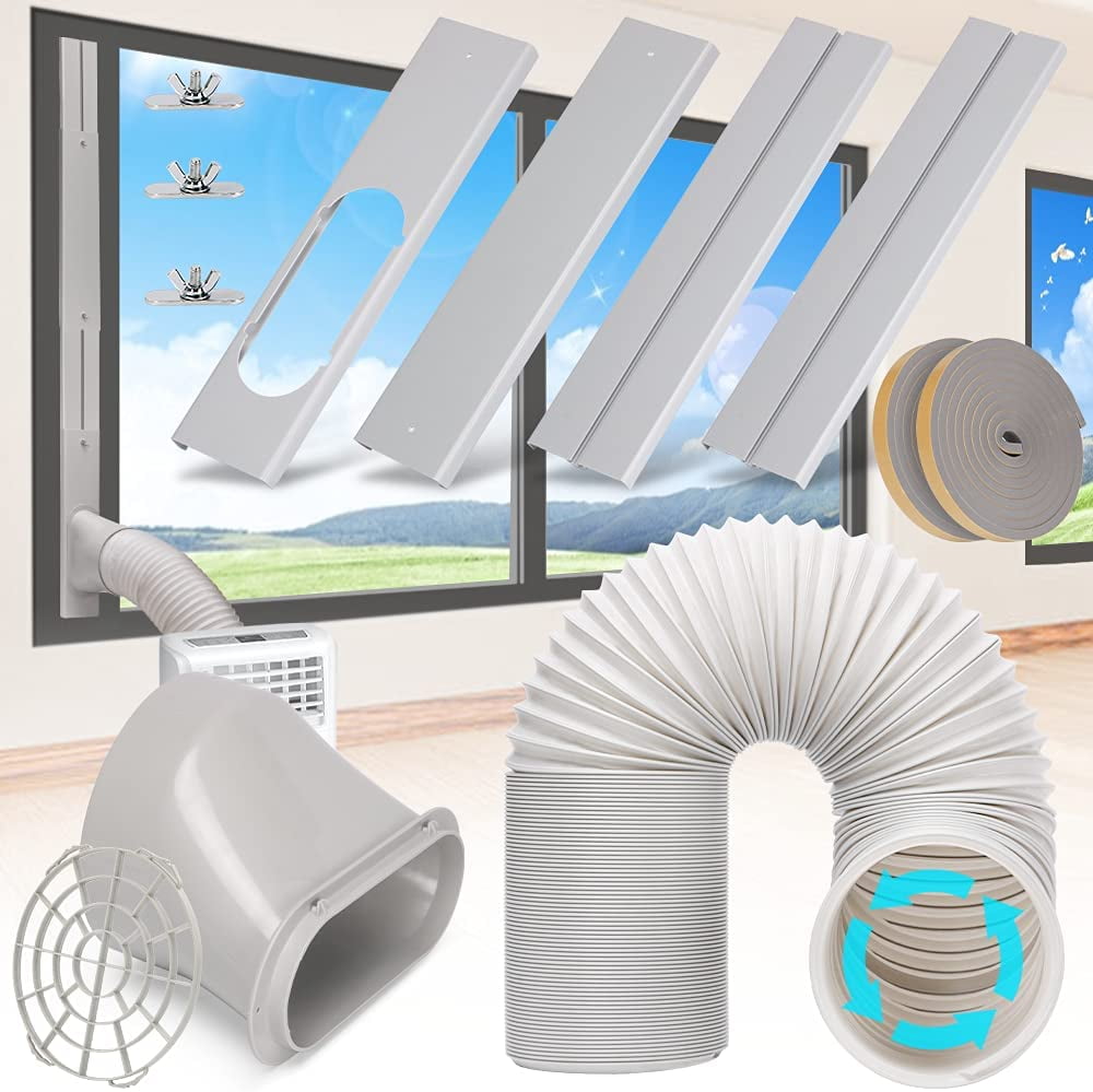 Portable Air Con Window Door Kit with 5.9\u201d Exhaust Hose Adjustable AC Vent Kit for Ducting