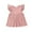 Pink, variant on Coerni Toddler Girls Solid Color Flying Short Sleeves Knitted Stripes Dress Girls Summer Round Neck Dress with Pocket