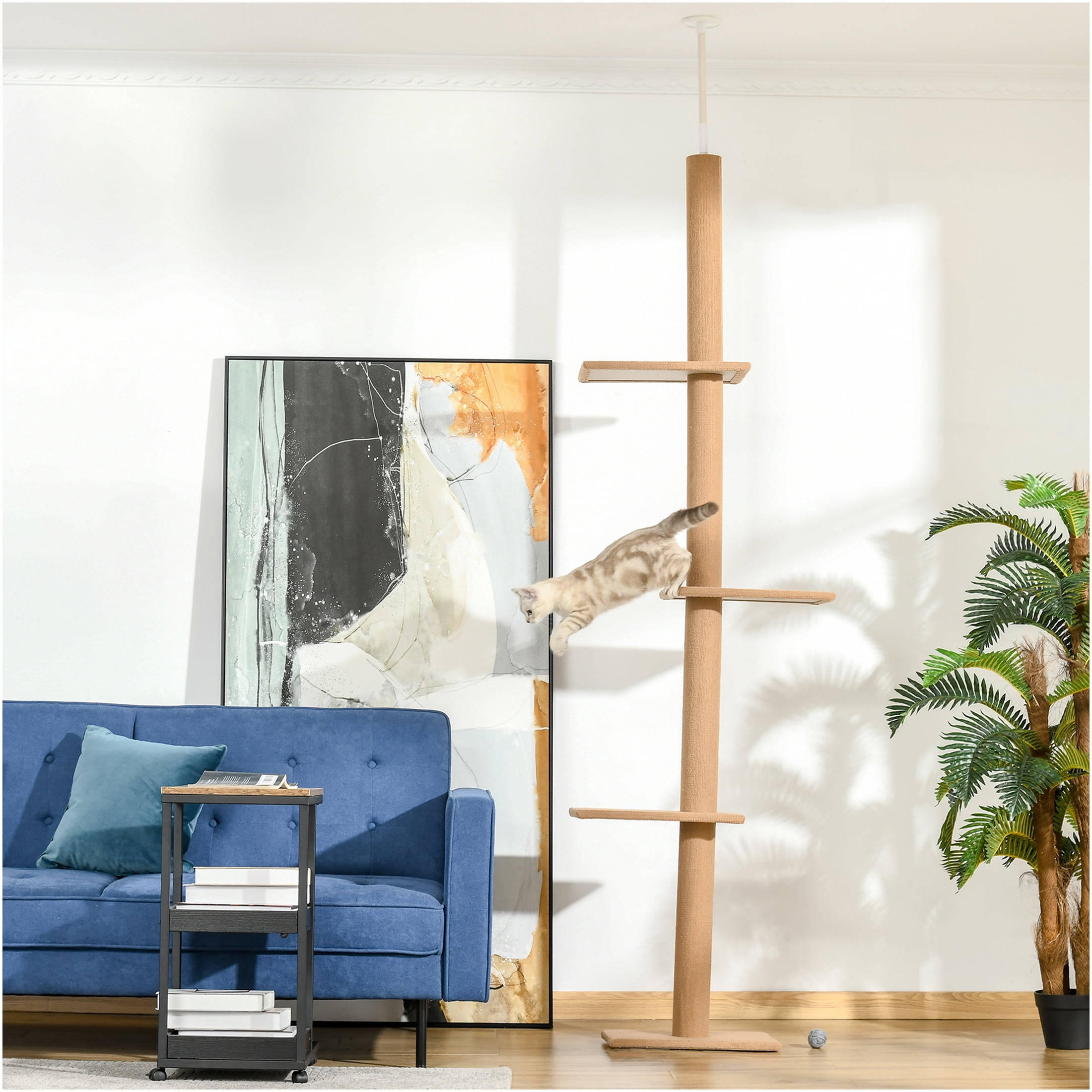 JERFIT 8.5 FT Tall Floor to Ceiling Cat Tree with Scratching Posts, Multi-Level Cat Condo Activity Center with Perch & Hammock for Indoor Cats, Brown