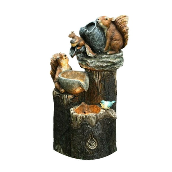 Binwennn Garden Statue Large Indoor Statues And Sculptures Garden Squirrel Statue Decoration Animal Garden Statue With Solar Led Lights Resin Squirrel Statue Outdoor Patio Decoration