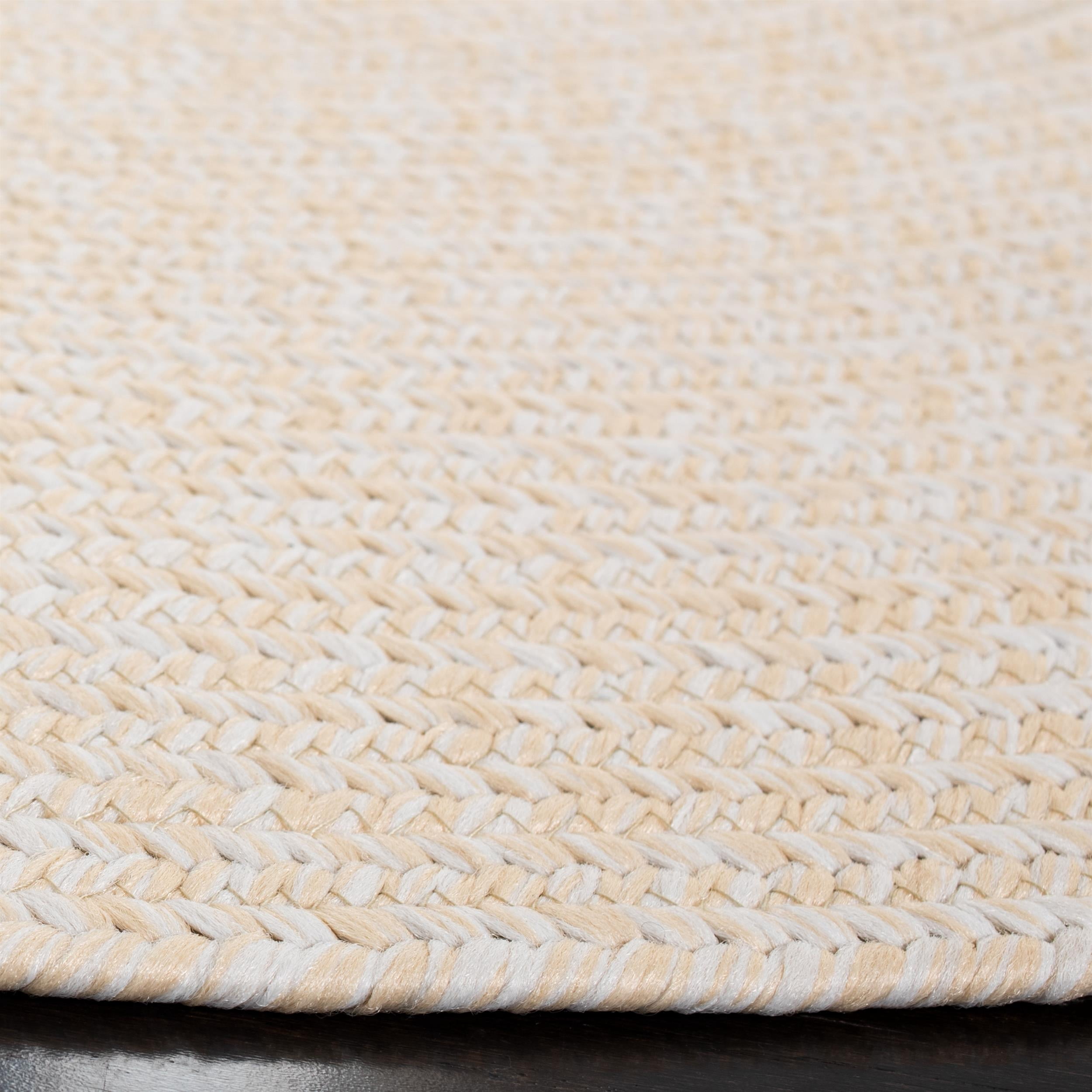SAFAVIEH Braided Rishika Solid Machine Washable Reversible Area Rug, Ivory/Beige, 9' x 9' Round