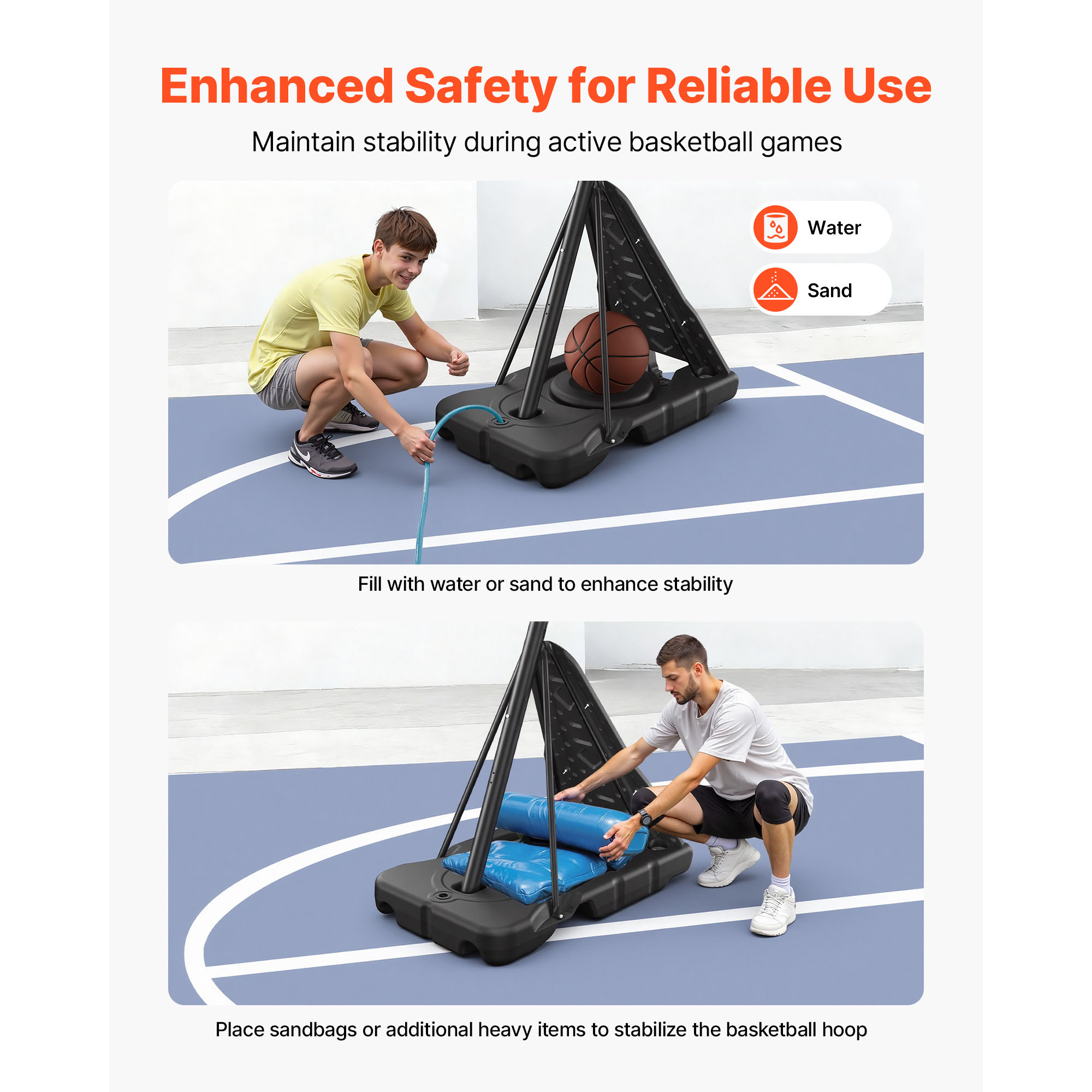KFFKFF Portable Basketball Hoop with Adjustable Height Outdoor – 10 ft, 85 lbs