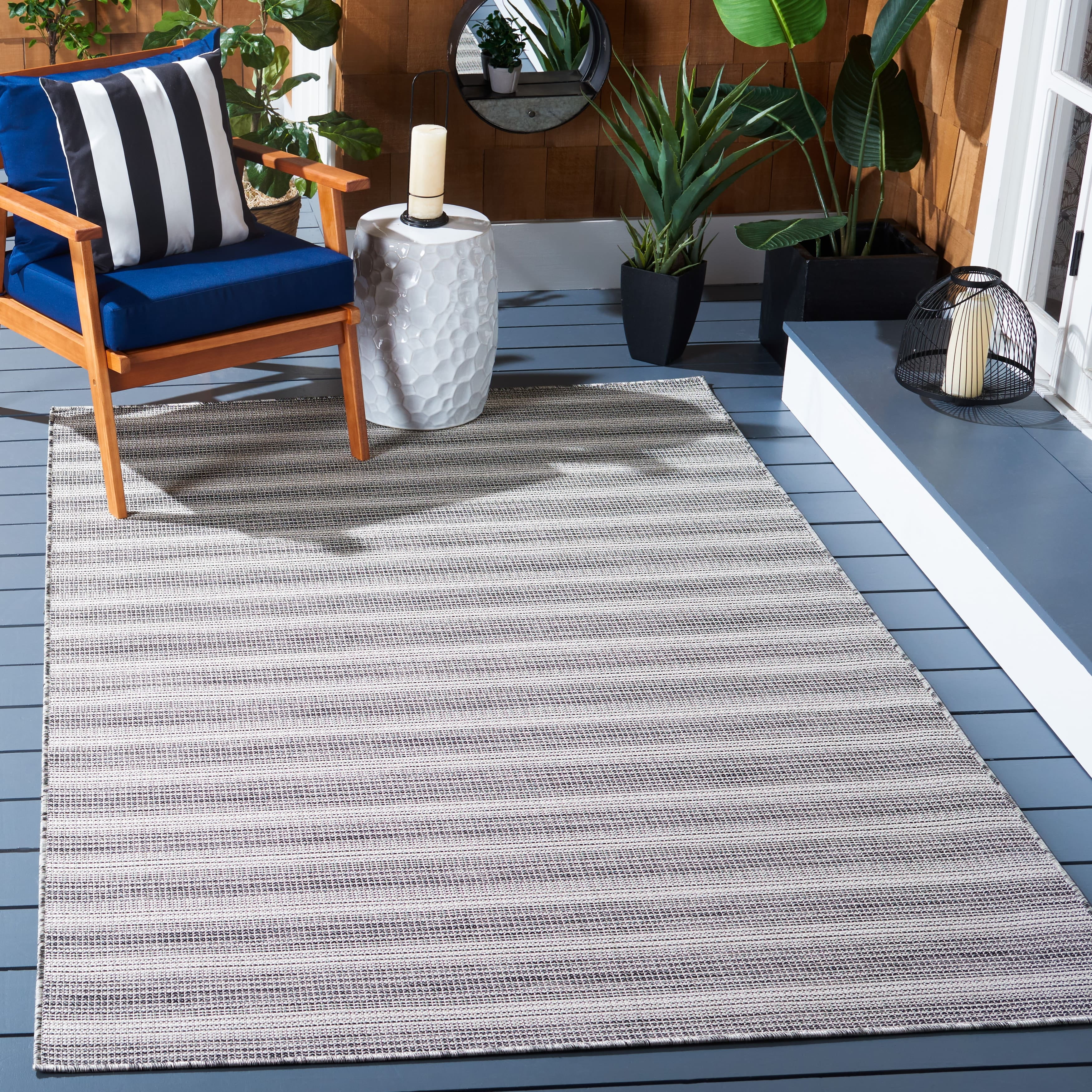SAFAVIEH Hampton Duana Striped Indoor/Outdoor Area Rug, Brown/Multi, 8' x 10'