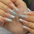 thumbnail image 1 of Fiudx Uñas Francesas con Diseño Glamoroso de Degradado con Brillo, Juego de Uñas Postizas Extraíbles con Deslumbrantes Detalles de Punta de Diamante, para Uso Diario y Eventos Especiales, Ideal para, 1 of 6