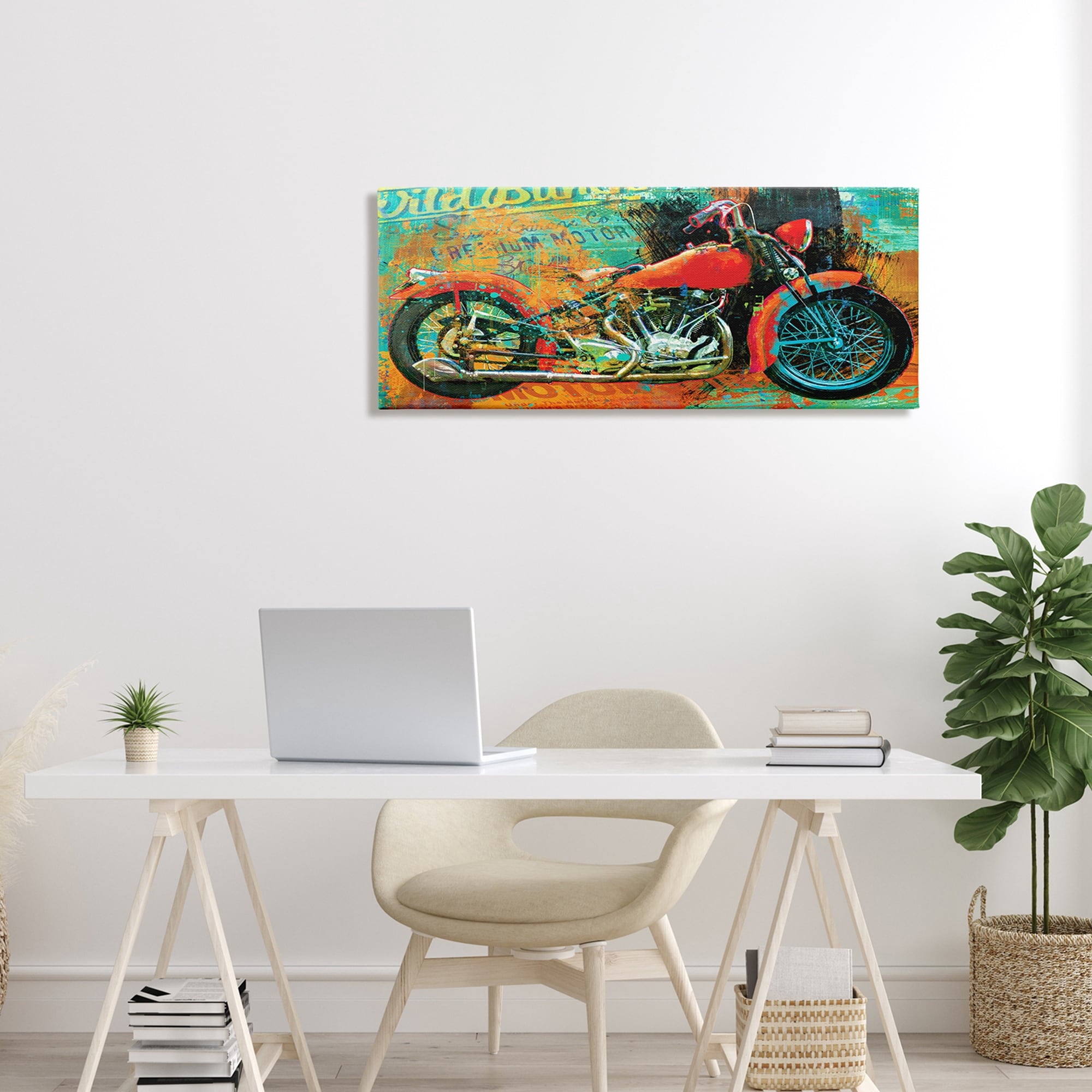 Stupell Industries Bold Abstract Collaged Red Motorcycle Text Brushstrokes , 40 x 17, Design by Porter Hastings