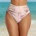 thumbnail image 2 of PEASKJP Women's Mid Rise Ribbed Bikini Bottoms Hipster Panties Bikini Bottom Swimsuit Pink L, 2 of 5