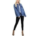 thumbnail image 5 of Women's Distressed Oversized Casual Button Front Cotton Jean Denim Jacket (Dark Blue, M), 5 of 5