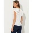 thumbnail image 3 of Unique Bargains Women's Summer Round Neck Cap Sleeve Blouse Tops S White, 3 of 6