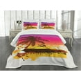 thumbnail image 3 of Ambesonne Luau Quilted Bedspread Set 3 Pcs, Tropical Beach Sunset, King Size, Multicolor, 3 of 5