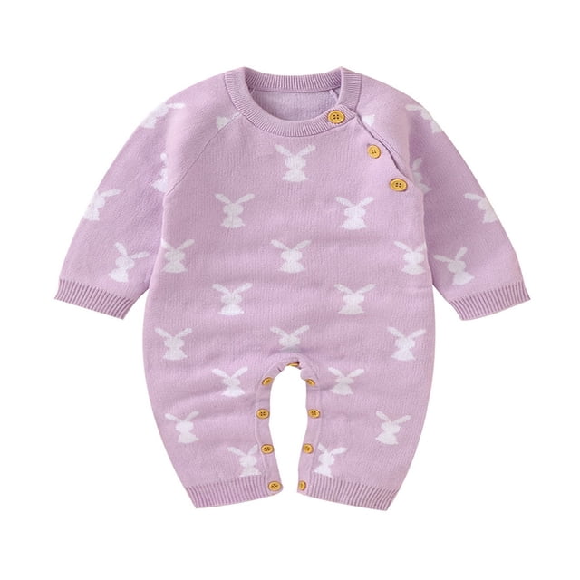 Combinaison d'Automne à Manches Longues pour Bébés Filles et Garçons, Col, Imprimé Cartoon Bunny