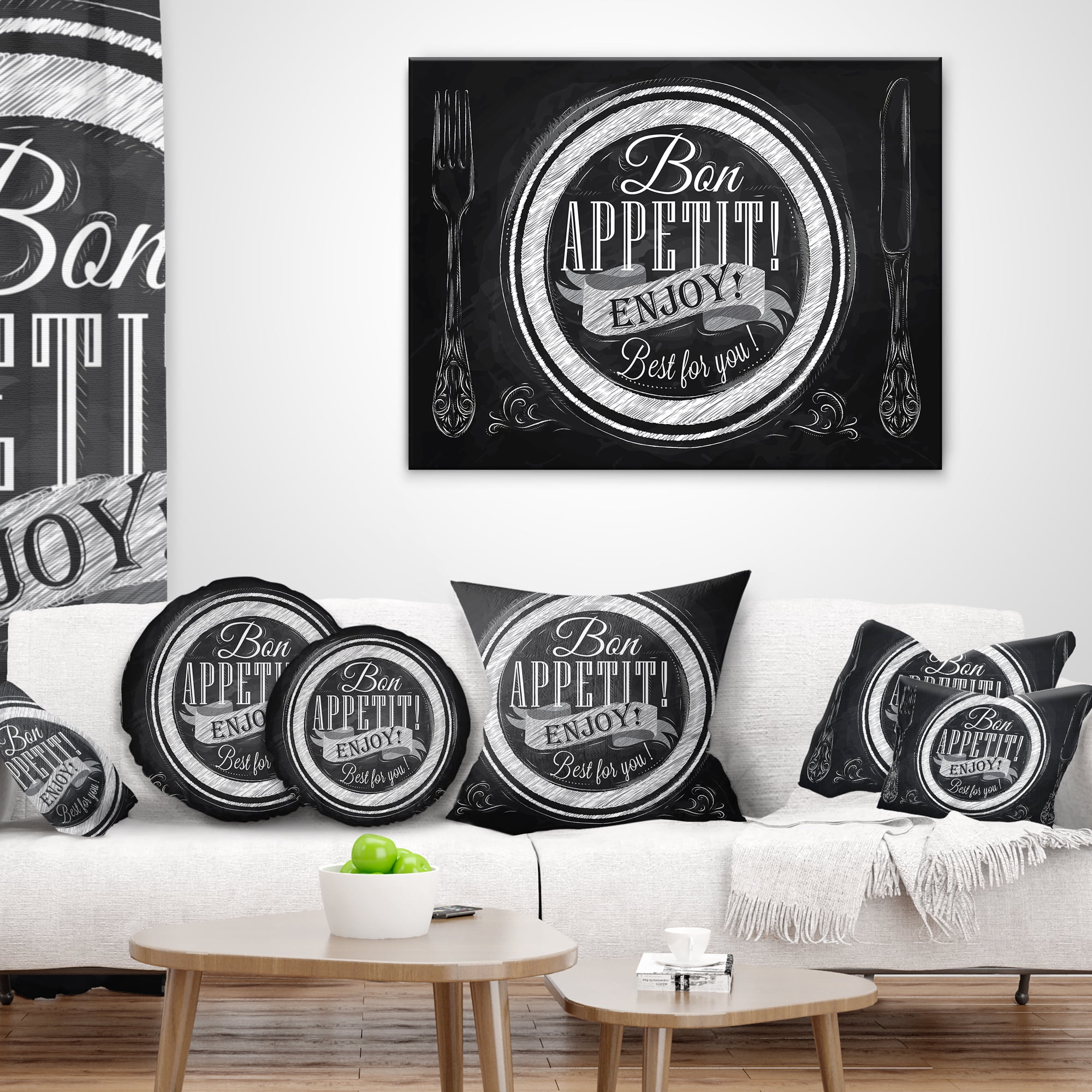 Designart Lettering on a Plate - Abstract Throw Pillow - 12x20