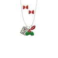 thumbnail image 2 of Delight Jewelry Silvertone Pebble Border Initial - G Christmas Kiss Charm Necklace and Stud Earrings, 2 of 4