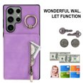 thumbnail image 2 of Nalacover for Samsung S20 Ultra, Wallet with RFID Credit Card Holder and Zipper Pocket,Drop Protection Flip Cover Ring Holder Kickstand with Double Magnetic Clasp for Samsung Galaxy S20 Ultra, Purple, 2 of 10