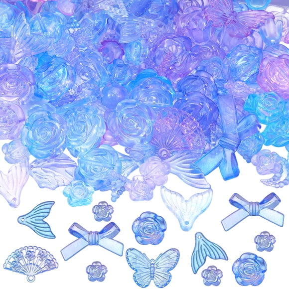 100G Nail Flower Charms Butterfly Nail Charm Bulk Transparent Purple Resin Frosted Art 3D Flatback Flowers Rose Mini Embellishments Charms for DIY Nails Design Decorations Accessories