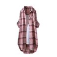 thumbnail image 3 of ZJXFGS Women's Button Down Flannel Shirts 3 4 Sleeve Plaid Shackets Oversized Casual Blouse Tops Long Fall Jacket Coats for Women Pink XL, 3 of 3