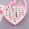 thumbnail image 3 of POINTERTECK 36 pcs Little Girl Adjustable Rhinestone Gem Rings in Box Rings set with Heart Shaped Box  Gift for Girls, 3 of 7