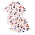 thumbnail image 4 of Pajamas for Women Set Short Sleeve Cats Printed Shirts Wide Leg Elastic Shorts Sleepwear Outfit, 4 of 4