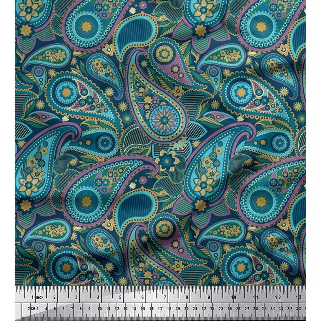Soimoi Moss Georgette Fabric Floral & Paisley Print Fabric by The Yard 42 Inch Wide