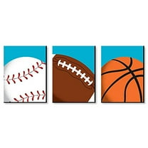 Big Dot of Happiness Go, Fight, Win - Sports Themed Nursery Wall Art, Kids Room Decor & Game Room Home Décor - 7.5 x 10 inches - Set of 3 Prints