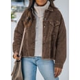 thumbnail image 4 of Asyoly Womens Corduroy Shacket Jacket Button Down Long Sleeve Solid Color Casual Keep Warm Coats Outwear With Pockets, 4 of 8