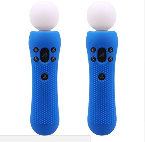 ?Blue?2 pcs Anti-slip Silicone Rubber Cover Protective Skin Case for PlayStation PS4 VR Move Motion Controller