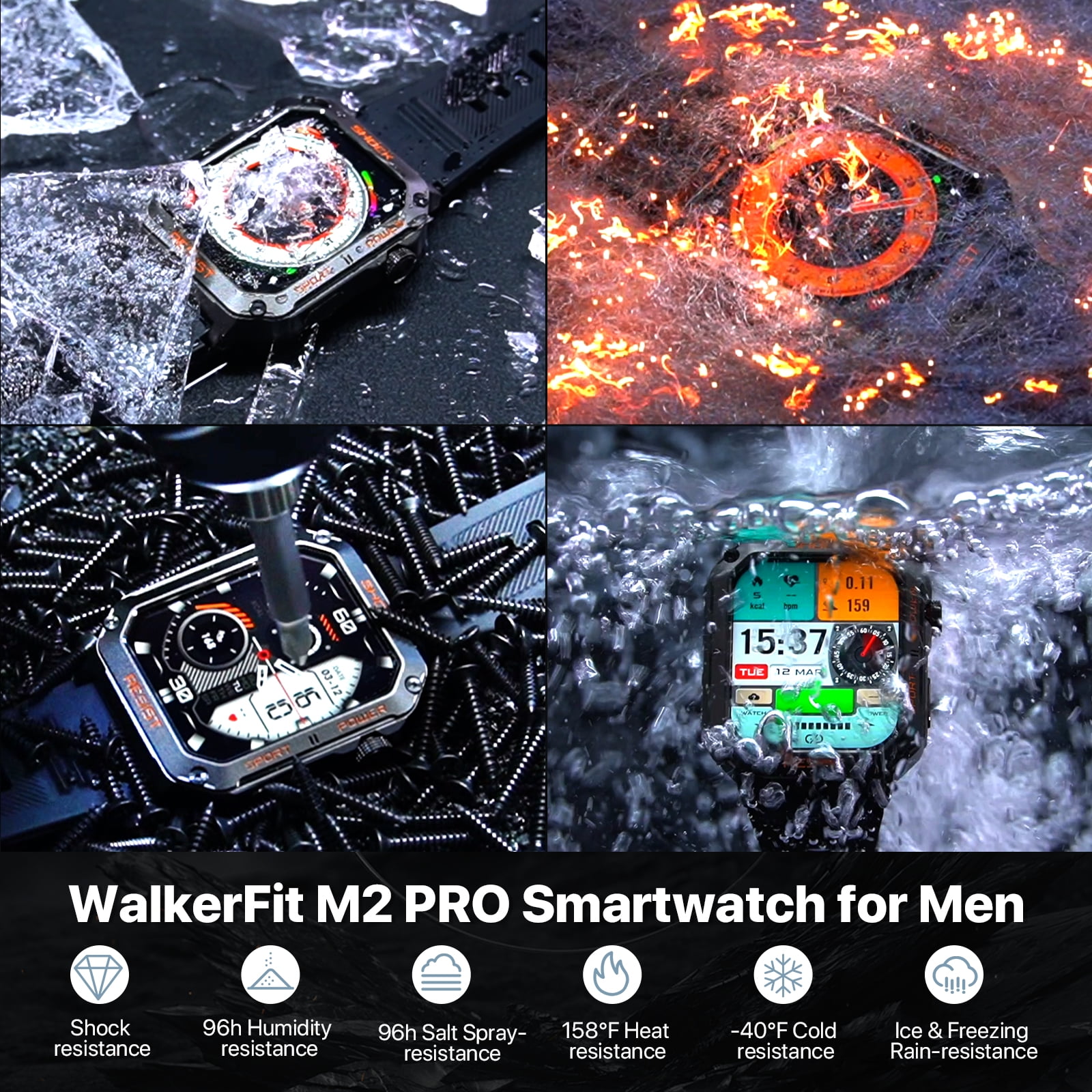 Smart Watches for Men, Fitness Tracker for Android/iPhone, 1.91" HD Screen Bluetooth Calls, IP68 Waterproof