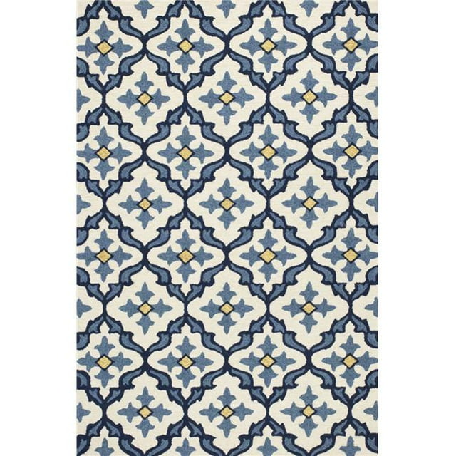HomeRoots 352771 5 x 7 ft. 6 in. UV-Treated Polypropylene Ivory & Blue Area Rug