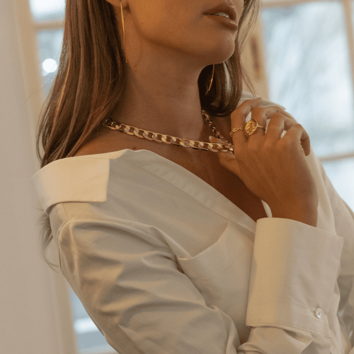 sanctuaaire Statement Link Chain Necklace Gold