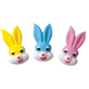 24pk Small Bunny Head 2 1/2" Edible Sugar Decoration Toppers for Cakes Cupcakes Cake Pops w. Edible Sparkle Flakes & Decorating Stickers