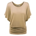 thumbnail image 2 of MBJ Womens Boat Neck Short Sleeve Dolman Drape Top, 2 of 4
