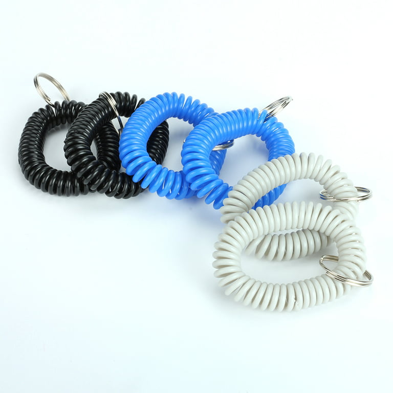 QEEQPF 6 Pieces of Stretchy Spiral Keyring, with 2 Pieces of