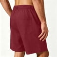 thumbnail image 6 of Cotton Linen Mens Shorts Breathable Button Elastic Waist Business Casual Golf Short Pants Dad Gifts, 6 of 8