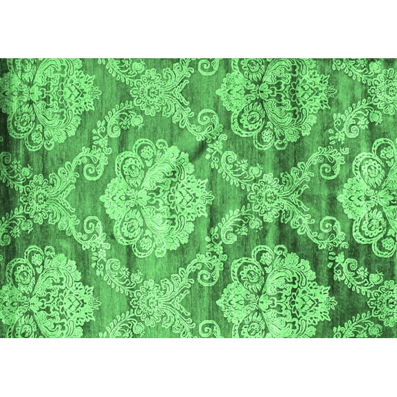 Ahgly Company Indoor Rectangle Abstract Emerald Green Contemporary Area Rugs, 2' x 5'