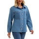 thumbnail image 4 of CHAQUETA DE MEZCLILLA PARA MUJER INSPIRE CHIC Cuello Plano Manga Larga Otoño Cierre de Botón Oversized Denim Jacket XL Azul, 4 of 6