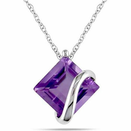 2-1/4 Carat T.G.W. Amethyst 10kt White Gold Solitaire Pendant, 17