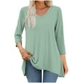 thumbnail image 2 of Arnsht Womens Fashion Tunic Long Sleeve Tops to Wear with Leggings Casual Long Swing Blouses Shirts Loose Fit Dressy Green L, 2 of 7