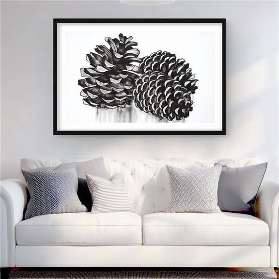 Begin Home Decor C1FM2436033SB3 24 x 36 in. Three Small Pine Cones - Framed Matted Print for Home Decor