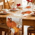thumbnail image 2 of Burnt Orange Fall Pumpkin Table Runner Linen Burlap Table Runner 90 Inches Long Thanksgiving Maple Leaves Botanical Dresser Scarves for Kitchen Island Coffee Dining Room Party Holiday Decor 13"x90", 2 of 8