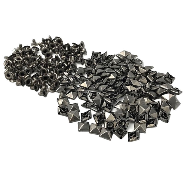 100 juegos de remaches piramidales decorativos, remaches huecos y botones a presión para zapatos. 6mm