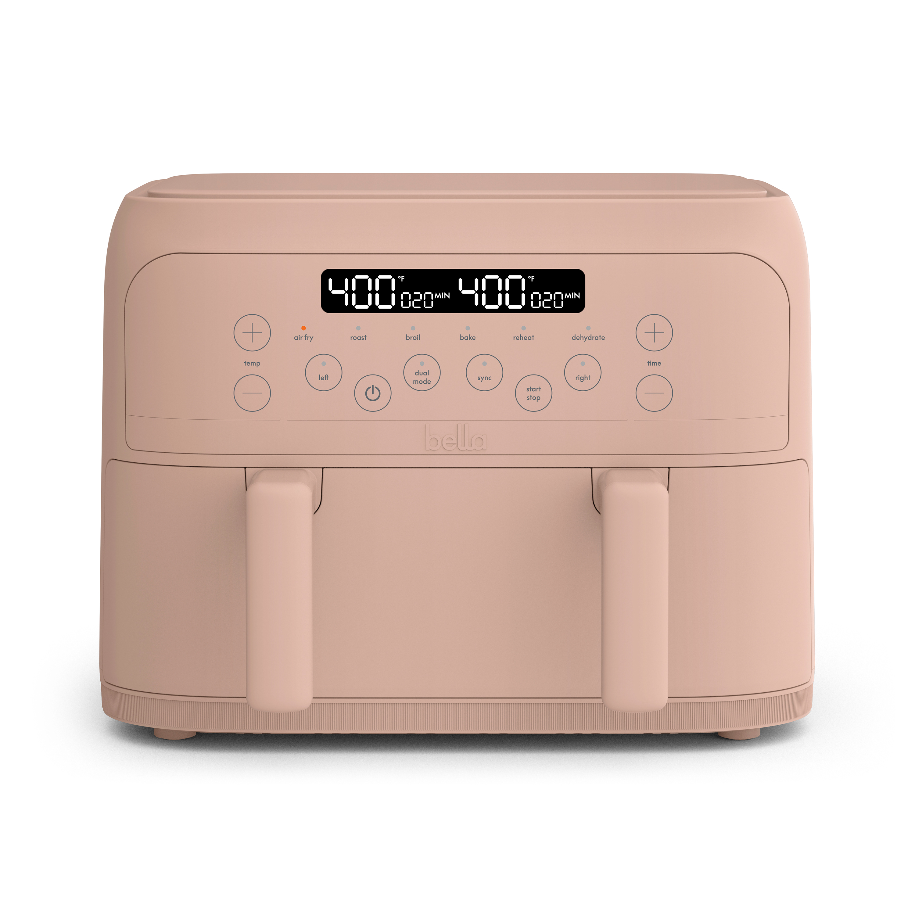 bella 4 Qt Dual Basket TriZone® Air Fryer with EverGood™ Ceramic Nonstick Coating, Removable Divider, Blossom