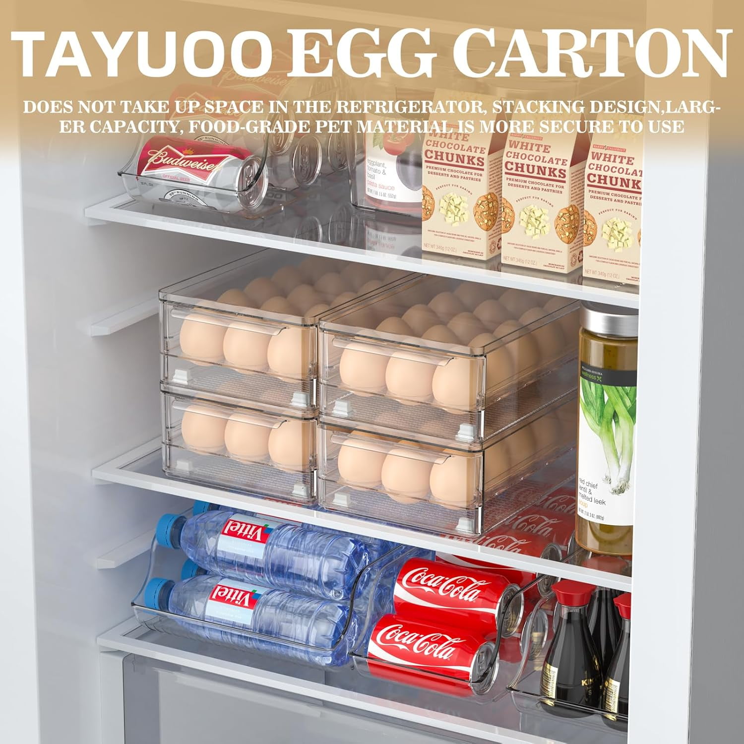 Egg Box Transparent 18 and 36 Pack Storage for Refrigerator Kitchen Storage Size: 13.3 * 4.7 * 3.9 inches (2 pack)