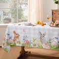 thumbnail image 4 of Spring Easter Tablecloth Rectangle - Bunny & Eggs Buffalo Plaid Flower Table Cloths, Stain Resistant Wrinkle Free Table Covers for Dinner/Party/Picnic/Outdoor, Grey Checkered 60 x 102 Inch, 4 of 6
