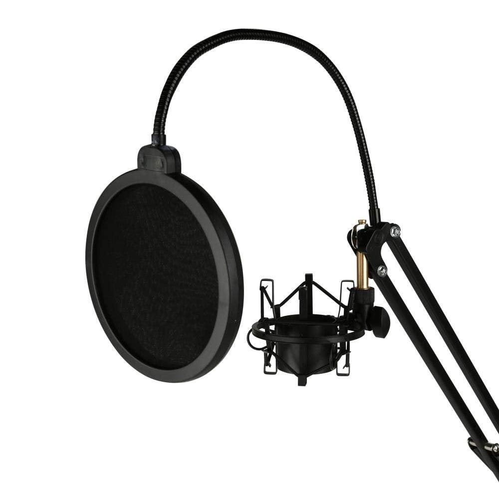 Pyle PMKSH24 Microphone Boom Suspension Scissor Spring Arm Desktop Stand, Black