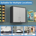 thumbnail image 5 of Noaman Metal Wall-Mounted Tool Storage Cabinet with Locking Door, 1 Adjustable Shelf, 29.53" x 11.81" x 30.31", Black & Gray, for Garage/Warehouse/Office, 5 of 17