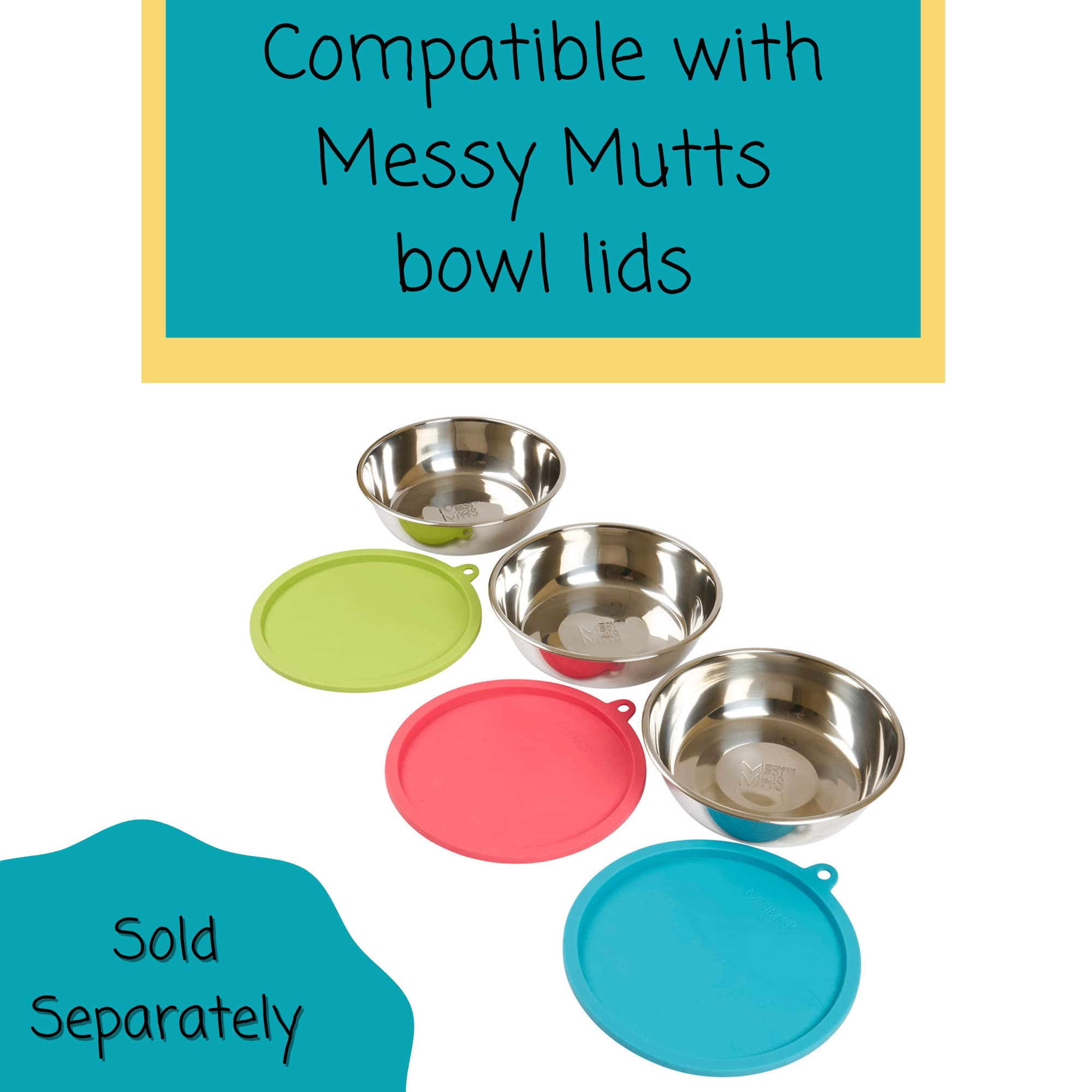 Messy Mutts Single Silicone Feeder with Stainless Bowl | Non-Skid Food Dishes for Dogs | Sizes Available for All Pets | Dog Food Bowls | Medium, 1.5 Cups | Blue