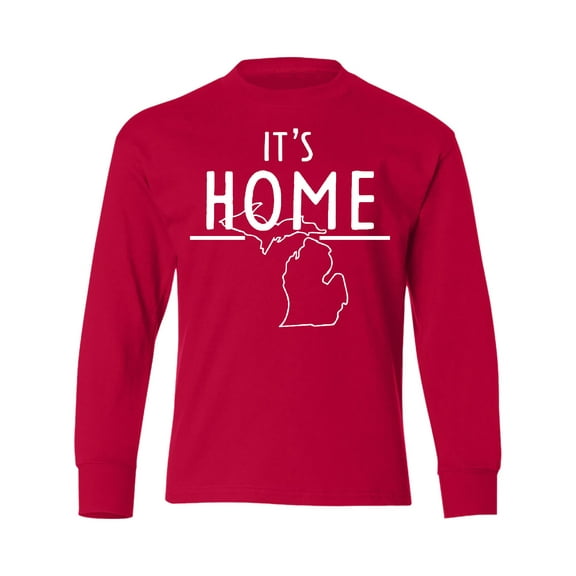 Inktastic It's Home- State of Michigan Outline Long Sleeve Youth T-Shirt