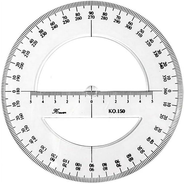 HUGFEGWE 360 Degree Protractor Round Ruler Gauge Angular Drafting Tools Circle Protractor for School Education Office Classroom 9.8 Inch U2536-10845