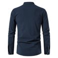 thumbnail image 6 of JUUYY Men's Retro Lace up Long Sleeve Linen Shirts Renaissance Henley Shirt Medieval Solid Color Trendy Tops Navy S, 6 of 8